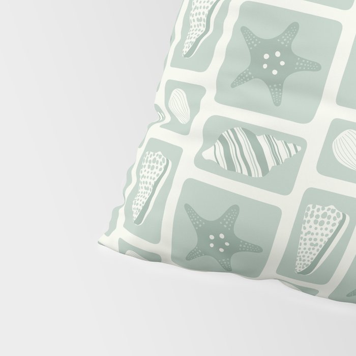 Retro marine sea shell art pattern Pillow Sham Gallery Image 4