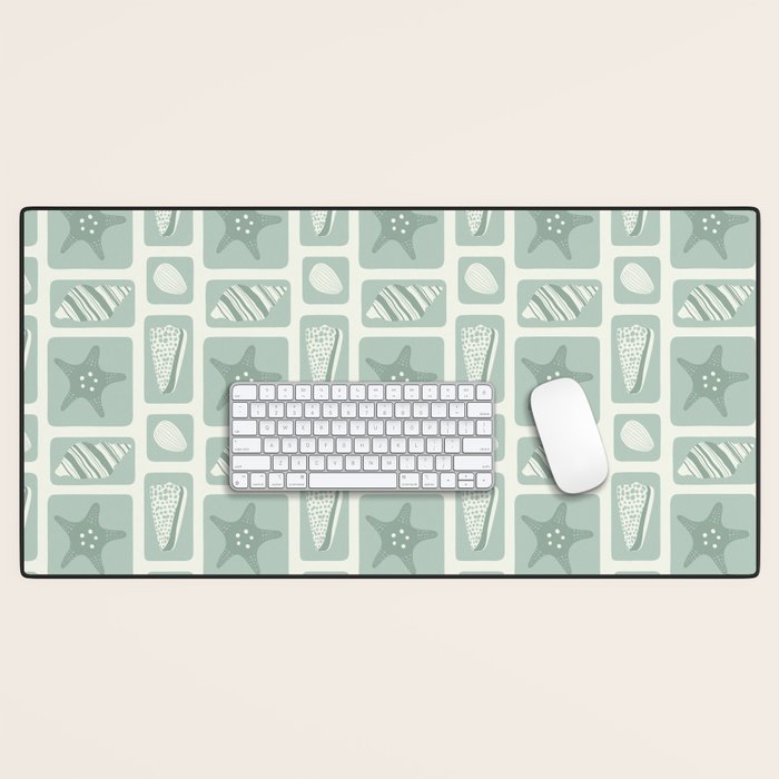 Retro marine sea shell art pattern Desk Mat Gallery Image 1