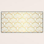 Elegant Art Deco Gold & White Fan Pattern Desk Mat Gallery Image 3