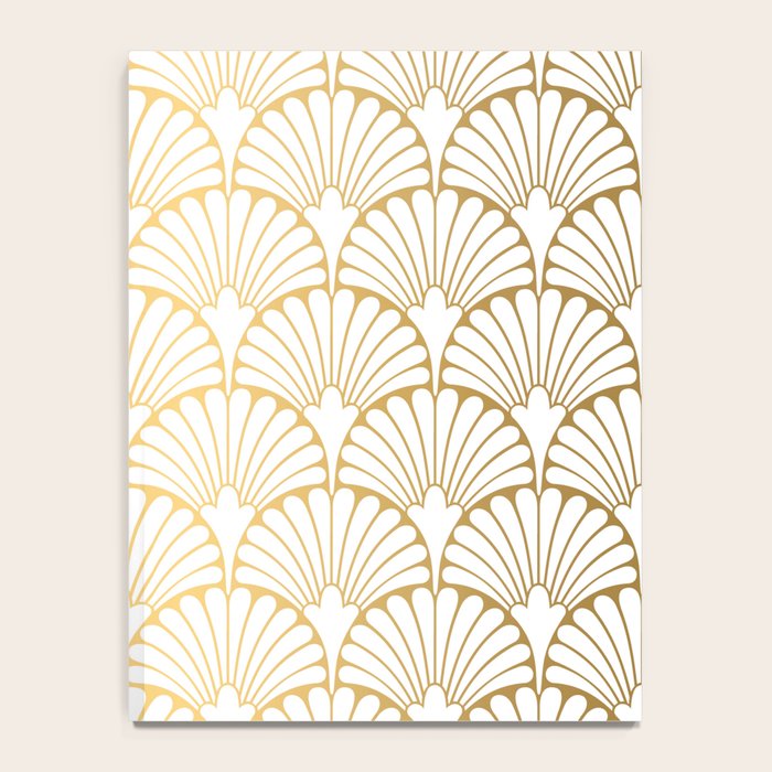 Elegant Art Deco Gold & White Fan Pattern Notebook Gallery Image 4