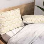 Elegant Art Deco Gold & White Fan Pattern Pillow Sham Gallery Image 2