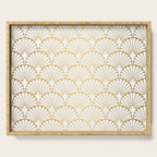 Elegant Art Deco Gold & White Fan Pattern Serving Tray Gallery Image 1