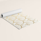 Elegant Art Deco Gold & White Fan Pattern Yoga Mat Gallery Image 2