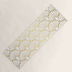 Elegant Art Deco Gold & White Fan Pattern Yoga Mat Gallery Image 1