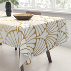 Elegant Art Deco Gold & White Fan Pattern Tablecloth Gallery Image 3