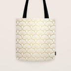 Elegant Art Deco Gold & White Fan Pattern Tote Bag Gallery Image 1