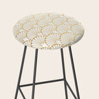 Elegant Art Deco Gold & White Fan Pattern Stool Gallery Image 2