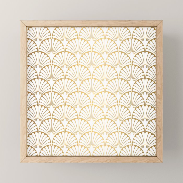 Elegant Art Deco Gold & White Fan Pattern Mini Art Print Gallery Image 1