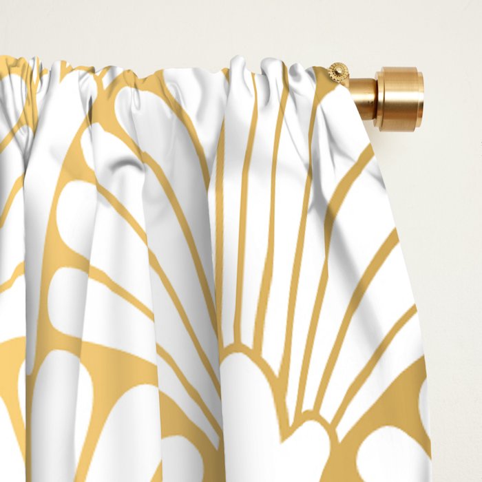 Elegant Art Deco Gold & White Fan Pattern Window Curtain Gallery Image 2
