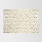Elegant Art Deco Gold & White Fan Pattern Rug Gallery Image 2