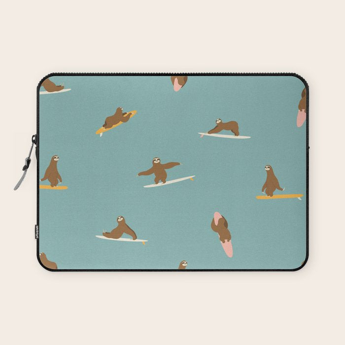 Surfing Sloth in Blue Laptop Sleeve Gallery Image 1