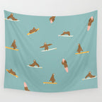 Surfing Sloth in Blue Wall Tapestry Gallery Image 4