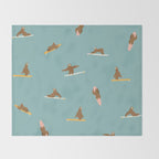 Surfing Sloth in Blue Throw Blanket Gallery Image 2