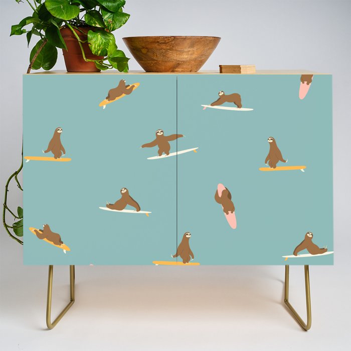 Surfing Sloth in Blue Credenza Gallery Image 1