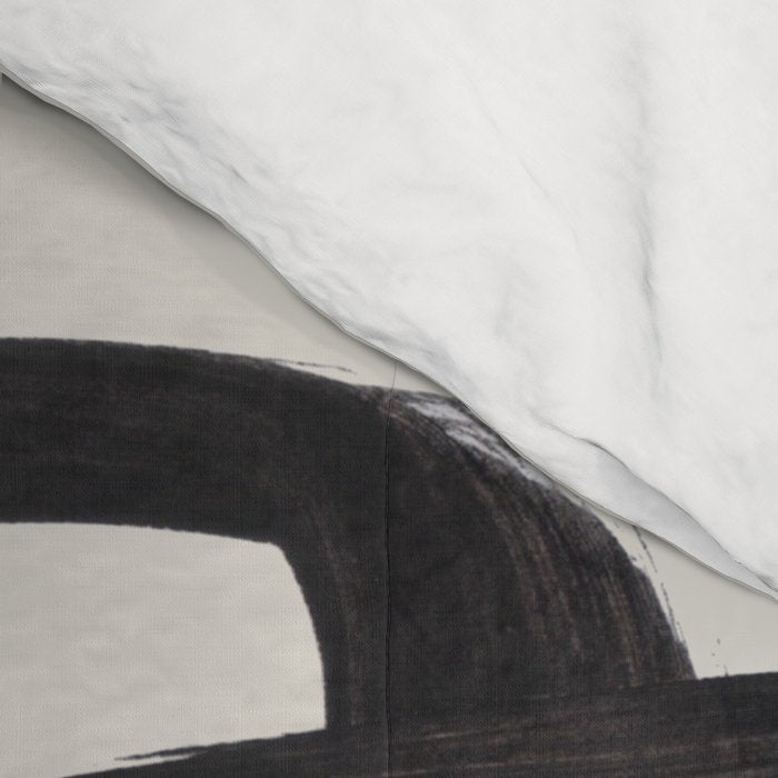 Mid Century Modern Minimalist Abstract Art Brush Strokes Black & White Ink Art Pipe Maze Comforter Gallery Image 4