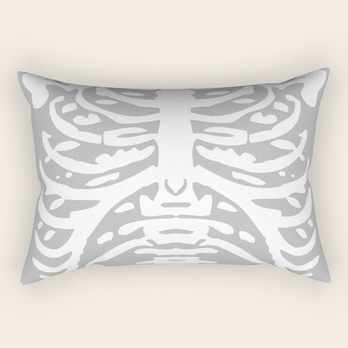 Human Rib Cage Pattern Gray 2 Rectangular Pillow Gallery Image 1