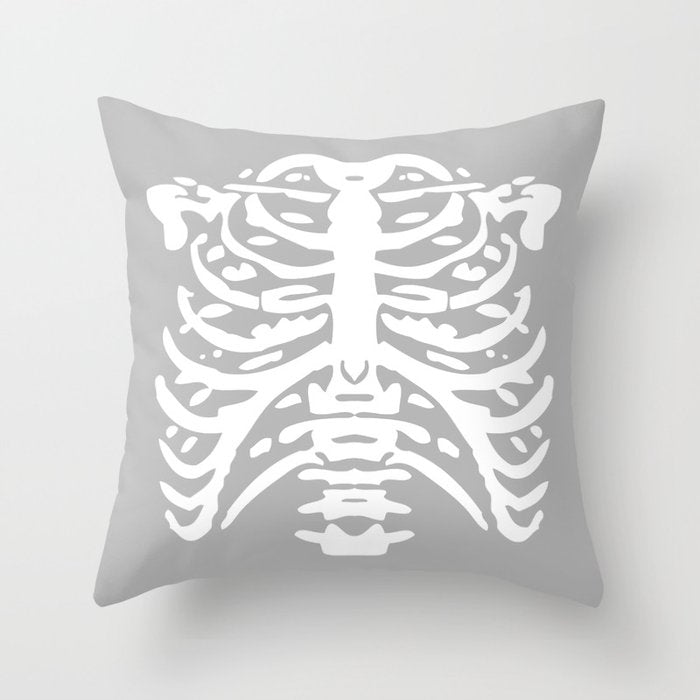 Human Rib Cage Pattern Gray 2 Throw Pillow Gallery Image 1
