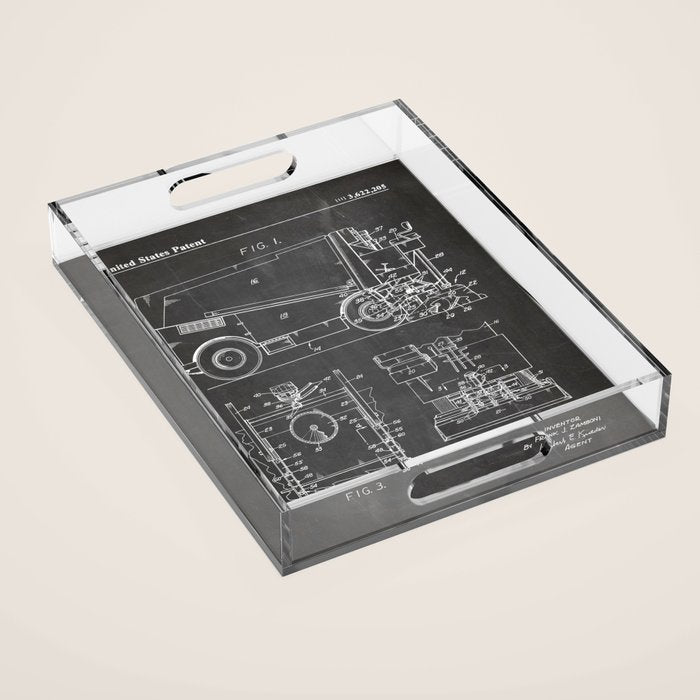 Ice Hockey Patent - Hockey Player Coach Team Art - Black Chalkboard Acrylic Tray Gallery Image 1