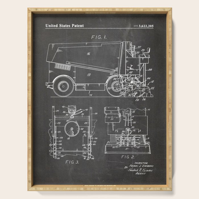 Ice Hockey Patent - Hockey Player Coach Team Art - Black Chalkboard Serving Tray Gallery Image 1