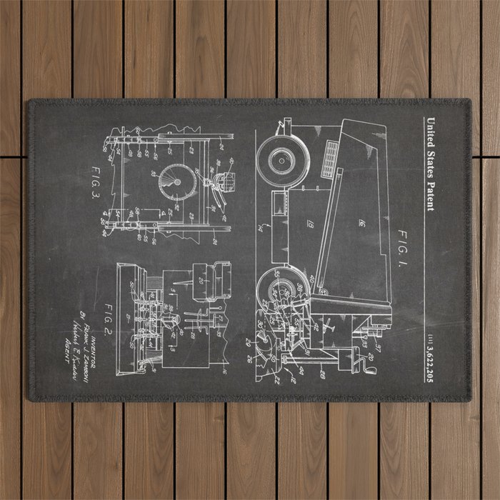 Ice Hockey Patent - Hockey Player Coach Team Art - Black Chalkboard Outdoor Rug Gallery Image 1