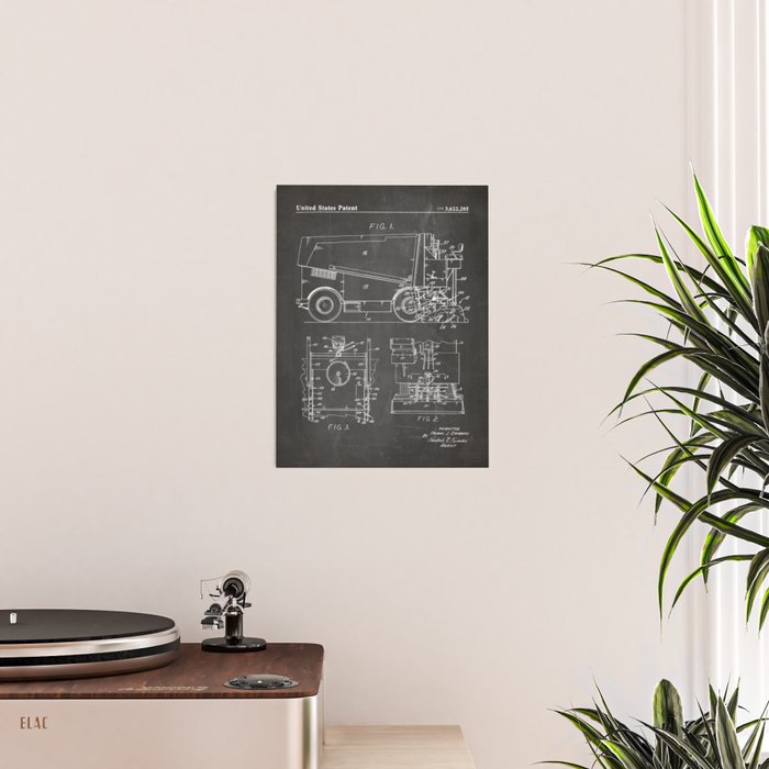 Ice Hockey Patent - Hockey Player Coach Team Art - Black Chalkboard Poster Gallery Image 2