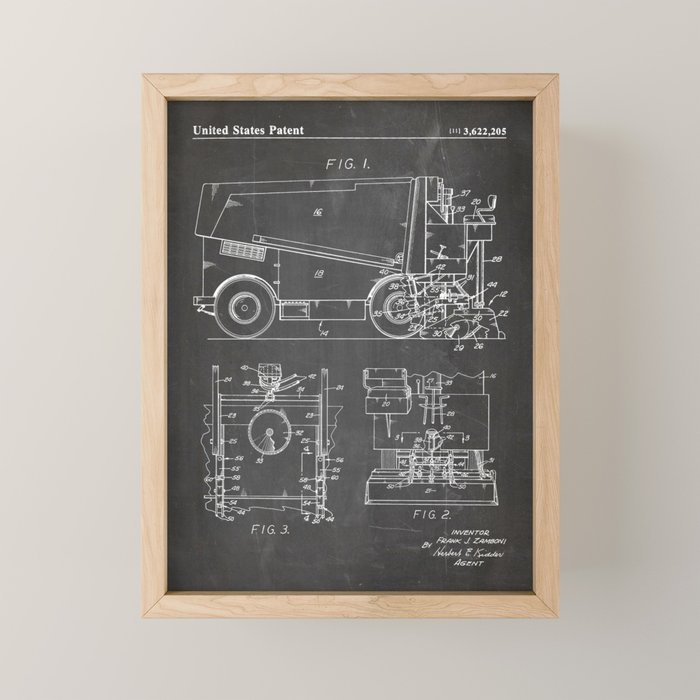 Ice Hockey Patent - Hockey Player Coach Team Art - Black Chalkboard Mini Art Print Gallery Image 1