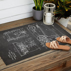 Ice Hockey Patent - Hockey Player Coach Team Art - Black Chalkboard Outdoor Rug Gallery Image 2
