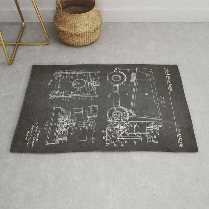 Ice Hockey Patent - Hockey Player Coach Team Art - Black Chalkboard Rug Gallery Image 1