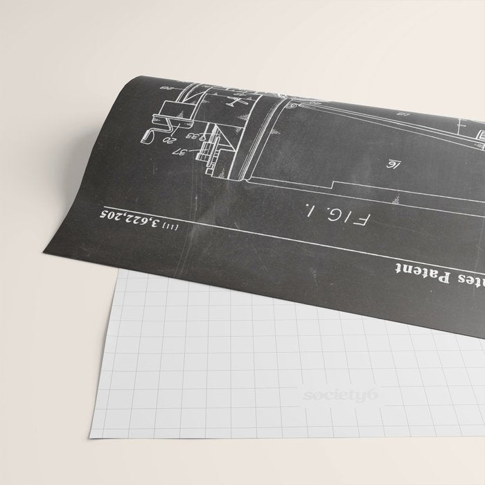 Ice Hockey Patent - Hockey Player Coach Team Art - Black Chalkboard Wrapping Paper Gallery Image 2