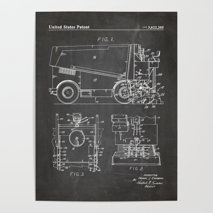 Ice Hockey Patent - Hockey Player Coach Team Art - Black Chalkboard Poster Gallery Image 4