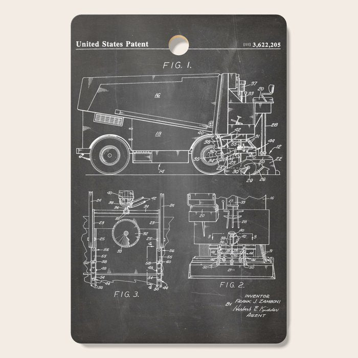 Ice Hockey Patent - Hockey Player Coach Team Art - Black Chalkboard Cutting Board Gallery Image 1