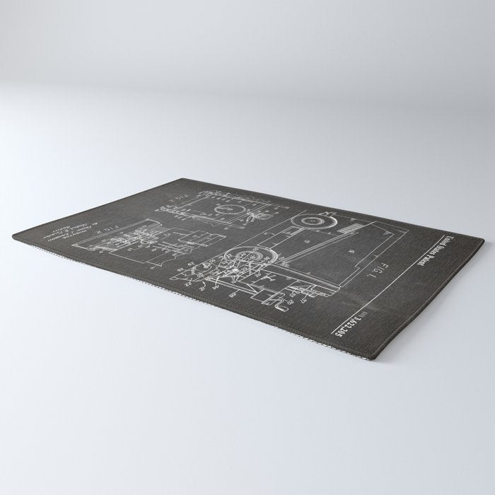 Ice Hockey Patent - Hockey Player Coach Team Art - Black Chalkboard Rug Gallery Image 3