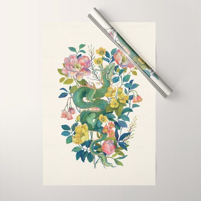 Floral Dragon Wrapping Paper Gallery Image 1