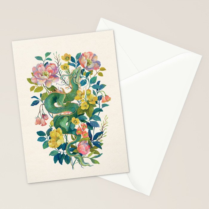Floral Dragon Stationery Card Gallery Image 2