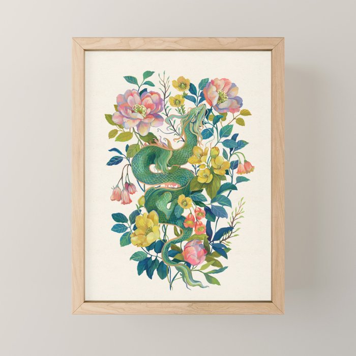 Floral Dragon Mini Art Print Gallery Image 1