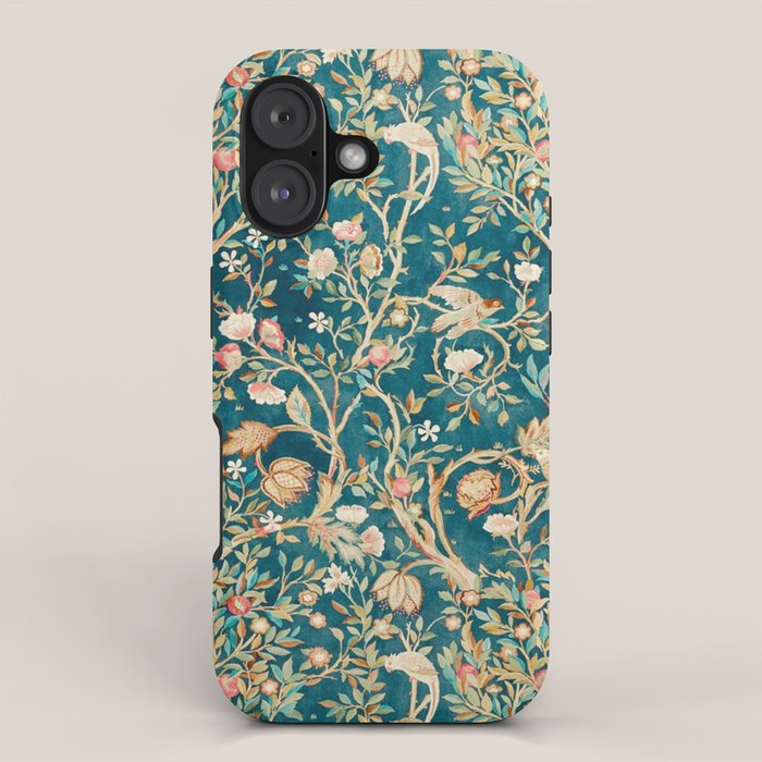 William Morris Vintage Melsetter Teal Blue Green Floral Art iPhone Case Gallery Image 1