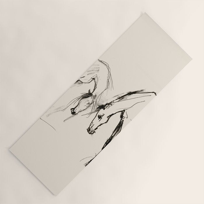 Two Horses - Minimal Line Drawing Yoga Mat Gallery Image 1