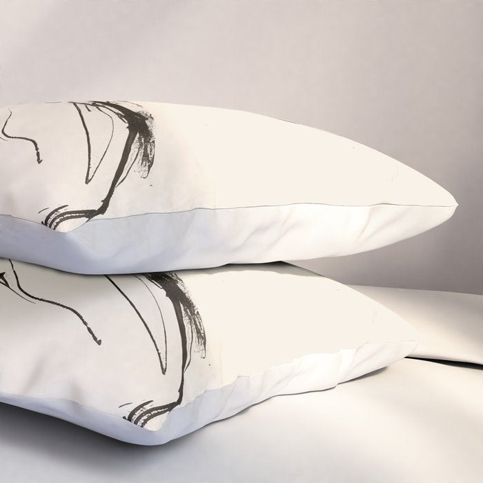 Two Horses - Minimal Line Drawing Pillow Sham Gallery Image 3