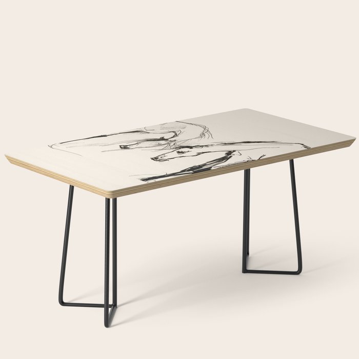 Two Horses - Minimal Line Drawing Coffee Table Gallery Image 1