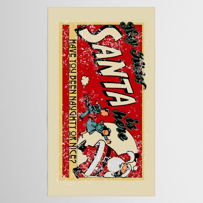 Naughty or Nice?, Vintage Santa Poster Tablecloth Gallery Image 2