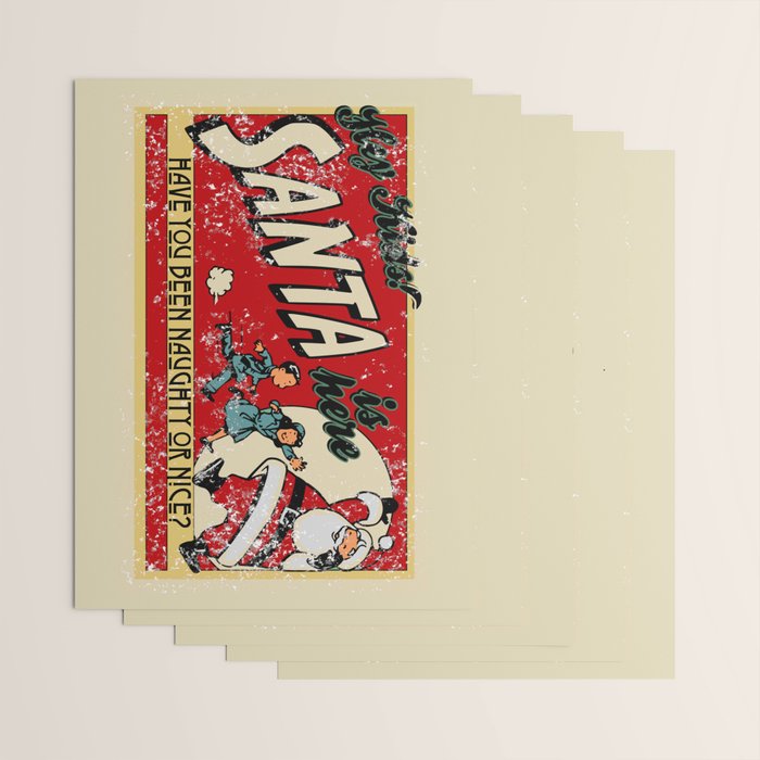 Naughty or Nice?, Vintage Santa Poster Wrapping Paper Gallery Image 3