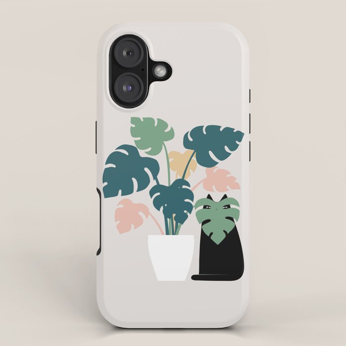 Cat and Plant 21: Leaf Me Alone iPhone Case Gallery Image 1