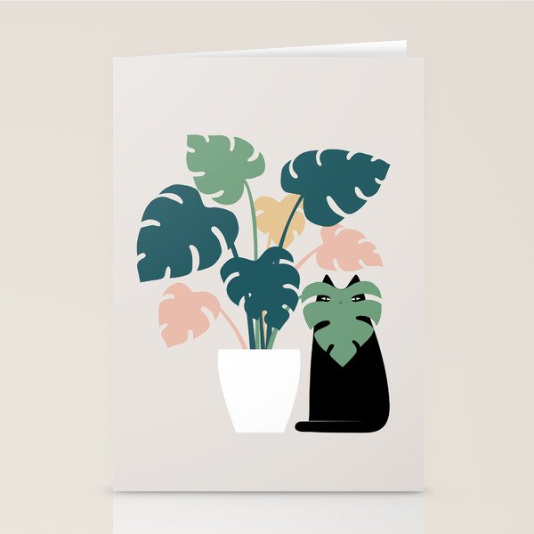Cat and Plant 21: Leaf Me Alone Stationery Card Gallery Image 1