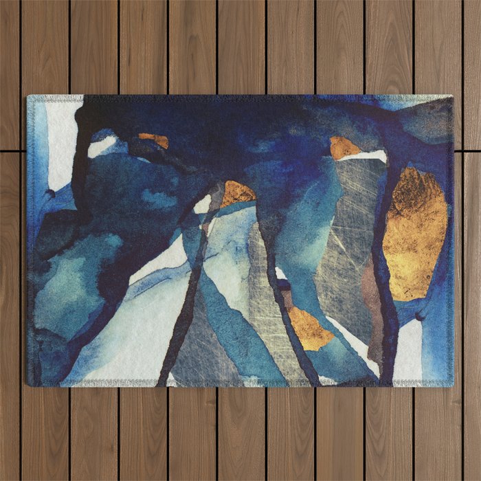 Cobalt Abstract Outdoor Rug Gallery Image 1