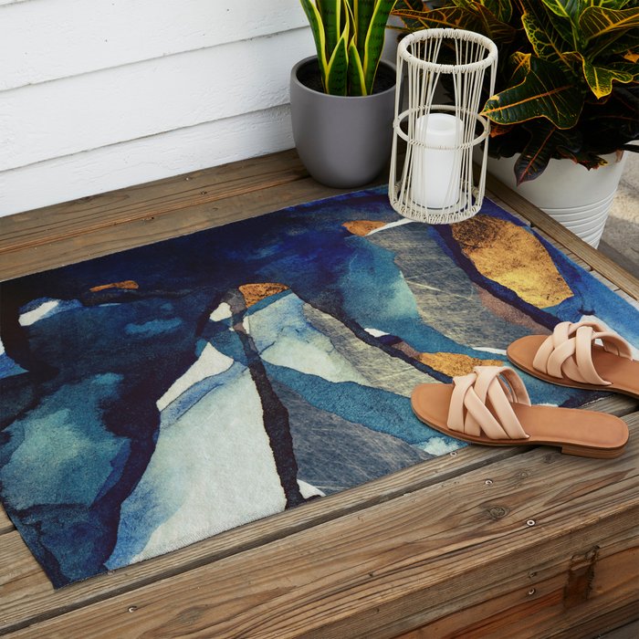 Cobalt Abstract Outdoor Rug Gallery Image 2