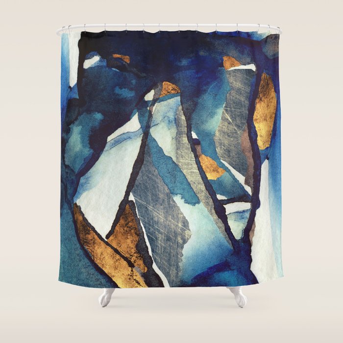 Cobalt Abstract Shower Curtain Gallery Image 1
