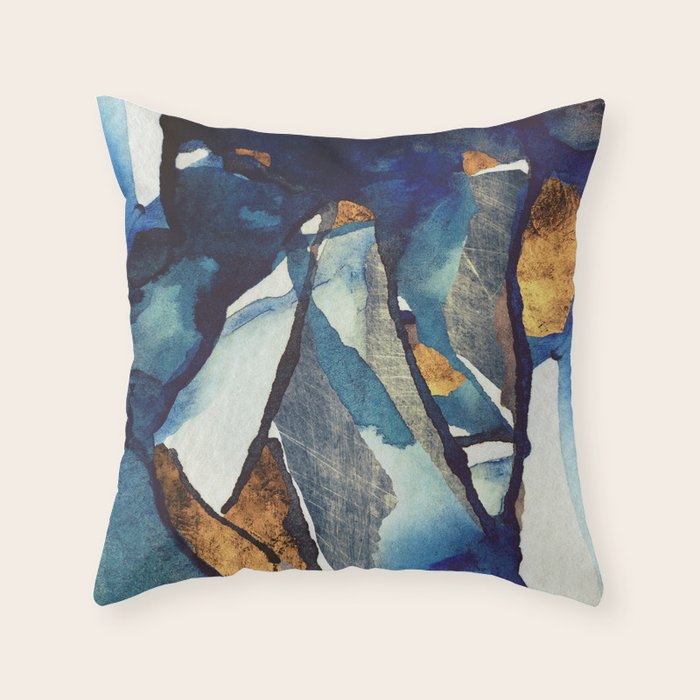 Cobalt Abstract Throw Pillow Gallery Image 1