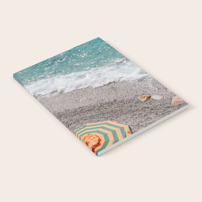 Monterosso Al Mare - Italy Europe Travel Photography - Summer Holiday Beach Umbrella Photo Art Print - Coastal Getaway Notebook Gallery Image 1