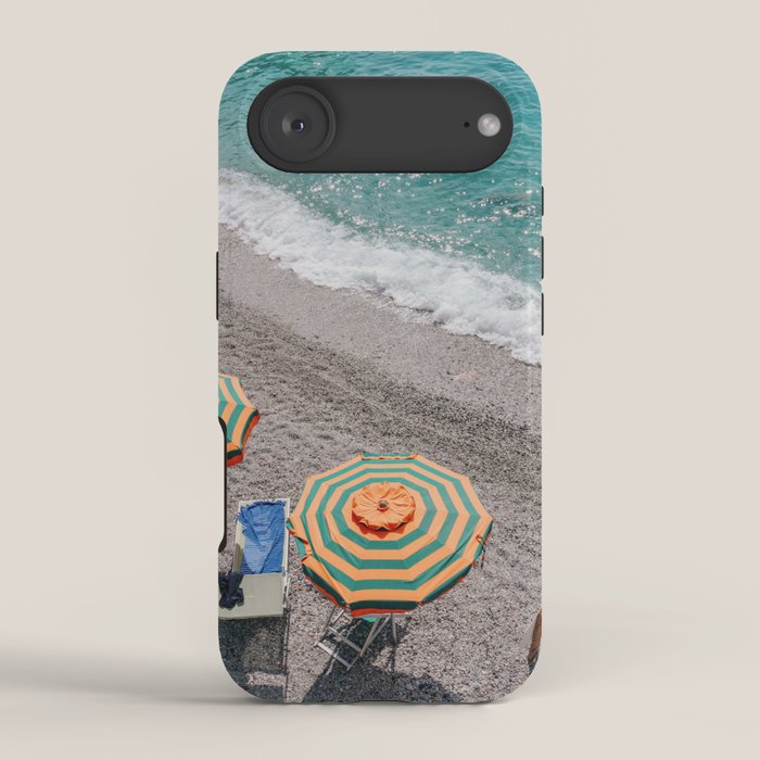 Monterosso Al Mare - Italy Europe Travel Photography - Summer Holiday Beach Umbrella Photo Art Print - Coastal Getaway iPhone Case Gallery Image 2