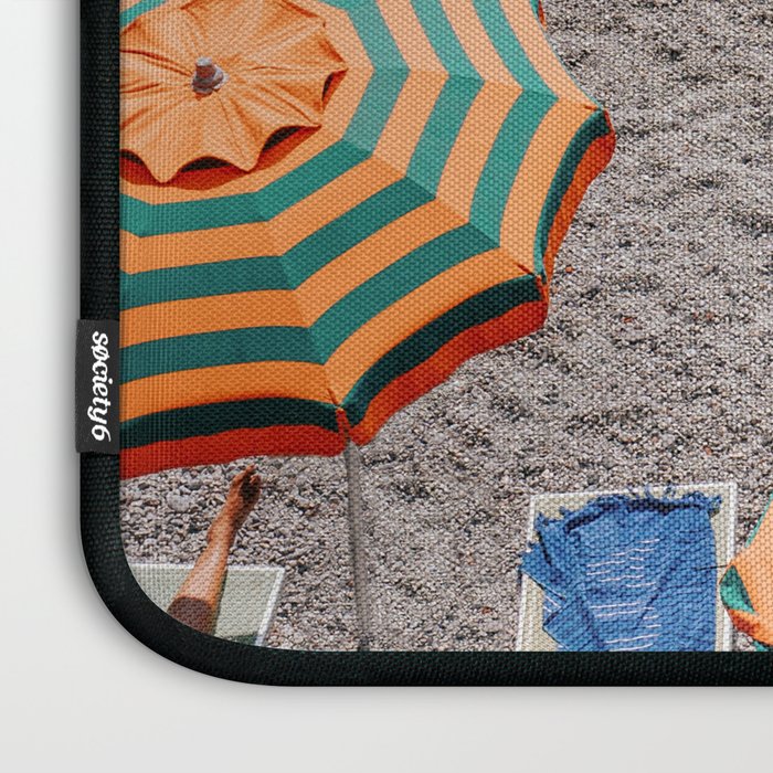 Monterosso Al Mare - Italy Europe Travel Photography - Summer Holiday Beach Umbrella Photo Art Print - Coastal Getaway Laptop Sleeve Gallery Image 3